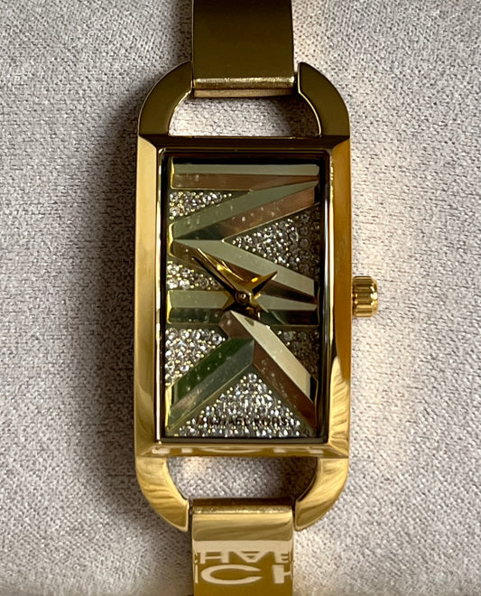 Michael Kors Women’s Mini Empire Pavé Gold-Tone Bangle Watch