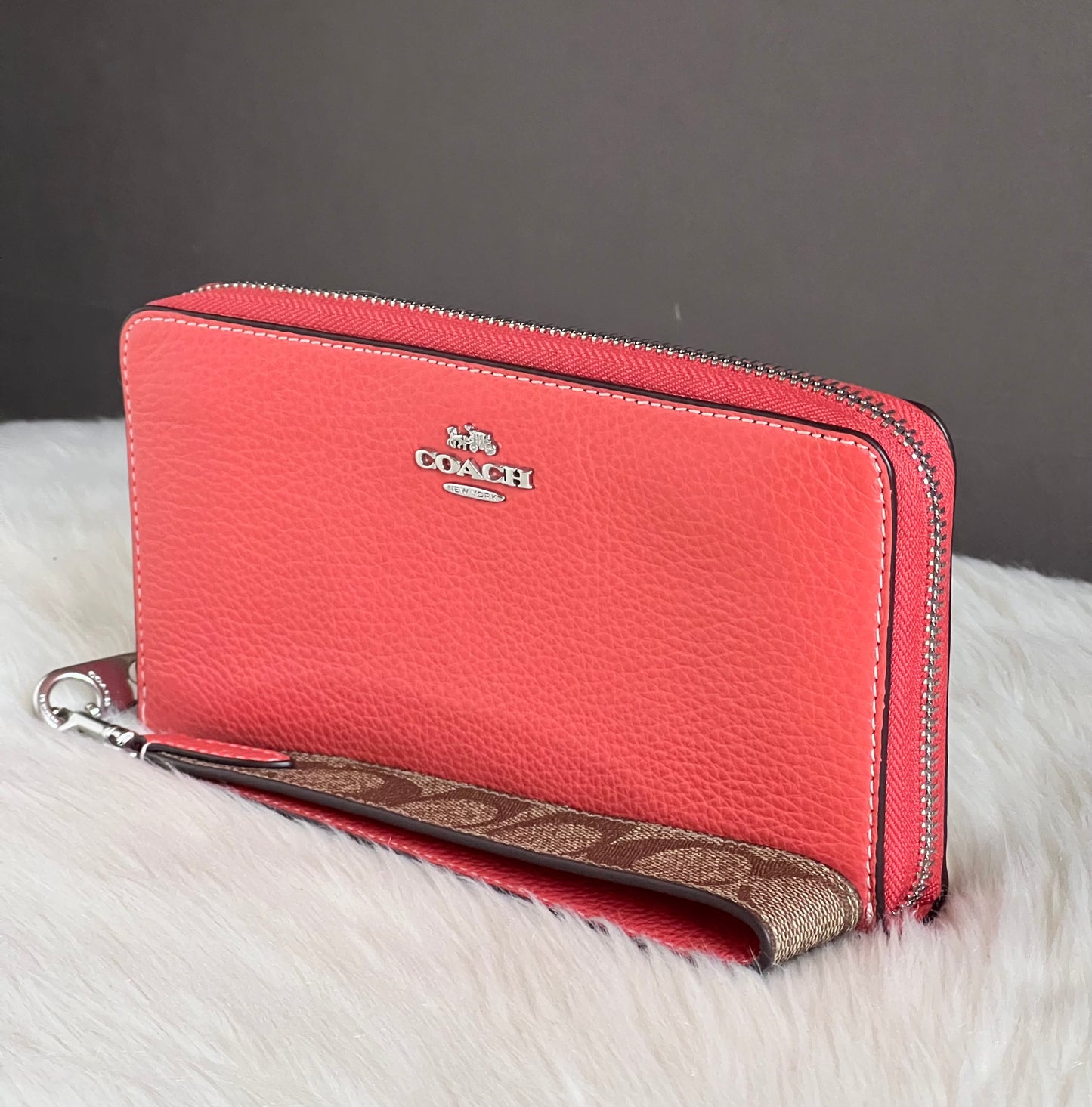 Coach Long Zip Around Wallet In Signature Canvas