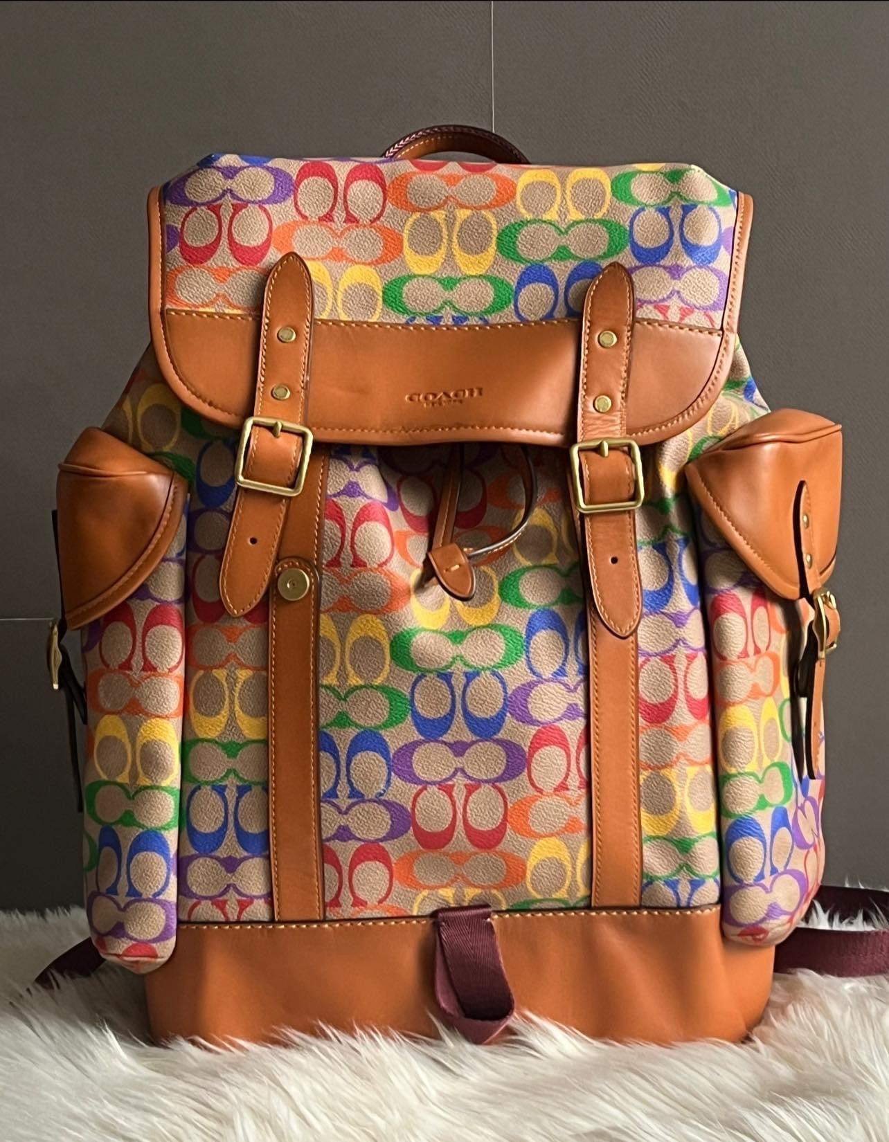 coach backpack rainbow Coach Hitch Backpack in Rainbow Signature Canvas – Club de Mode