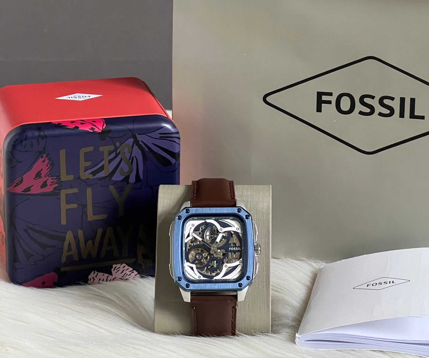Fossil Men’s Inscription Automatic Leather Strap Watch
