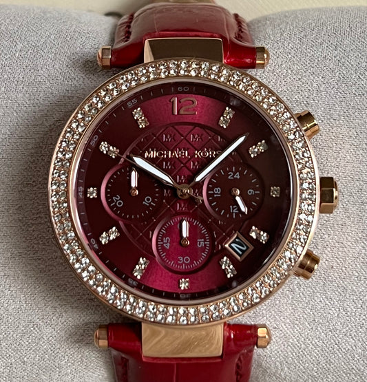 Michael Kors Parker Rose Gold Leather Watch