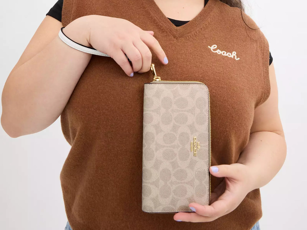 Coach Long Zip Around Wallet In Signature Canvas