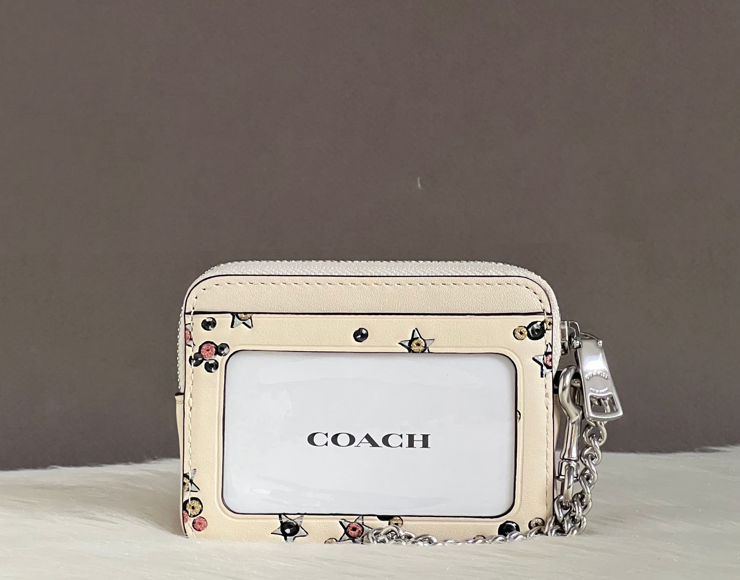 Coach Zip Card Case In Star Print