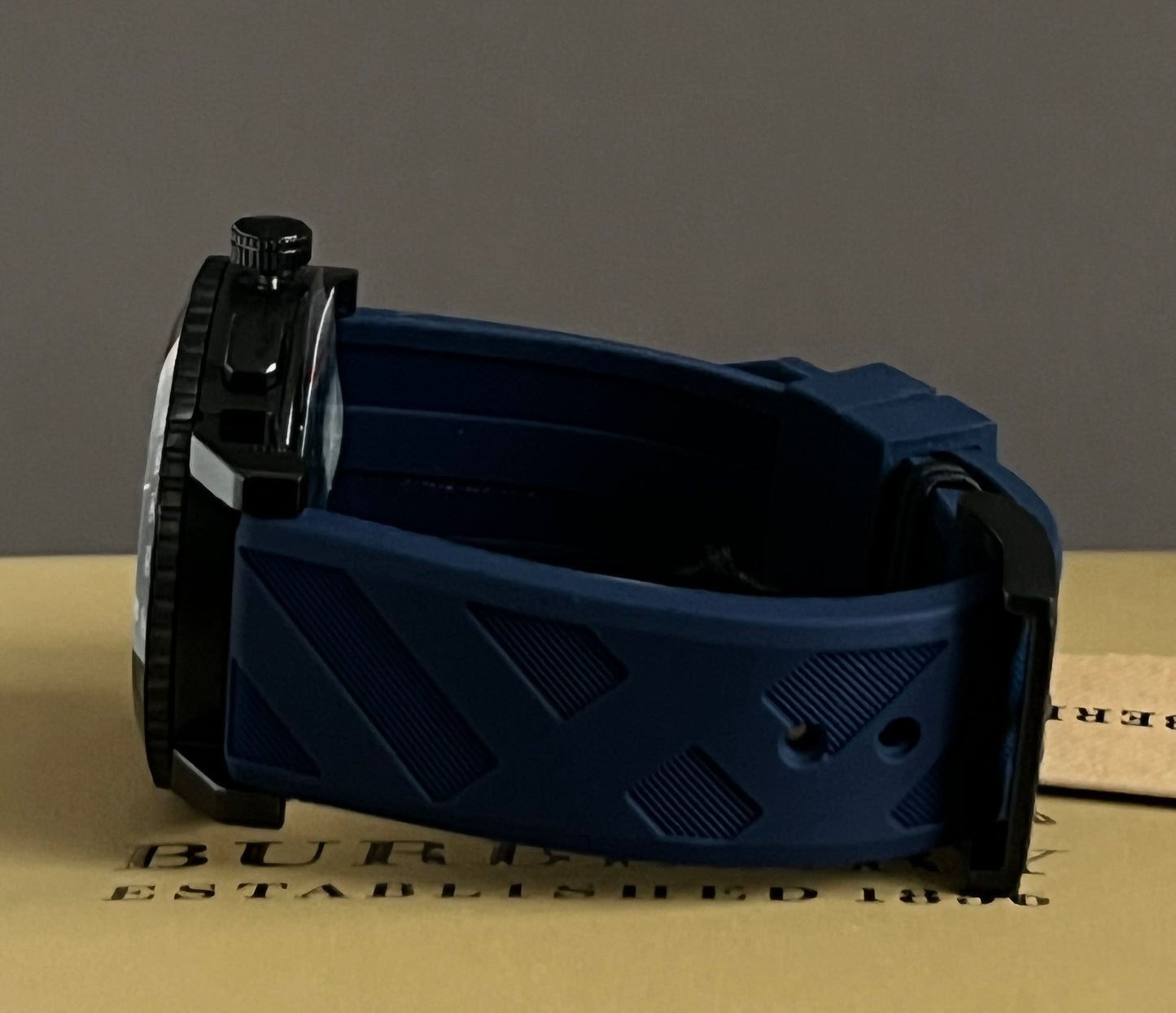 Burberry The City Sport Chronograph Blue Rubber Strap Watch