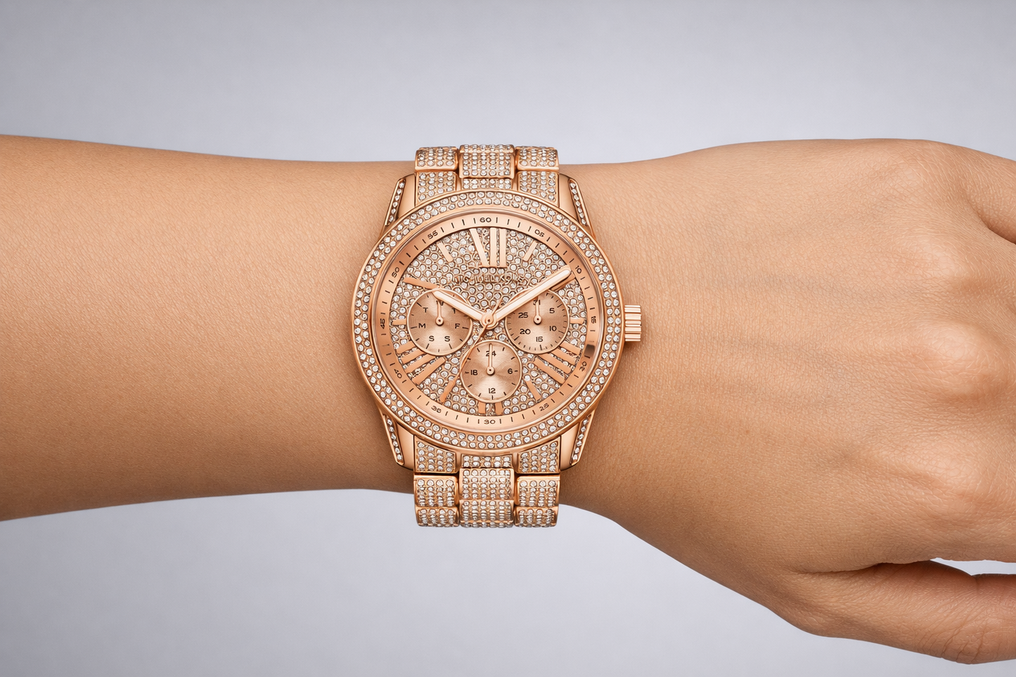 Michael Kors Bradshaw Rose Gold Pave Glitz Crystal Watch