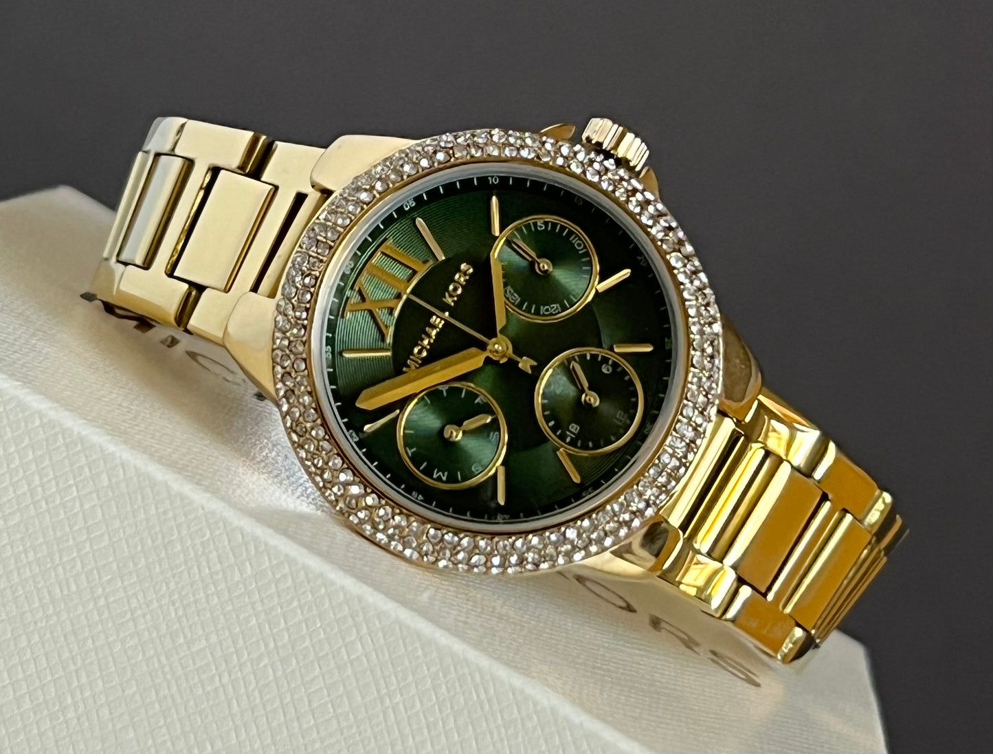 Michael Kors Women’s Camille Quartz Gold-Tone Green Dial Watch