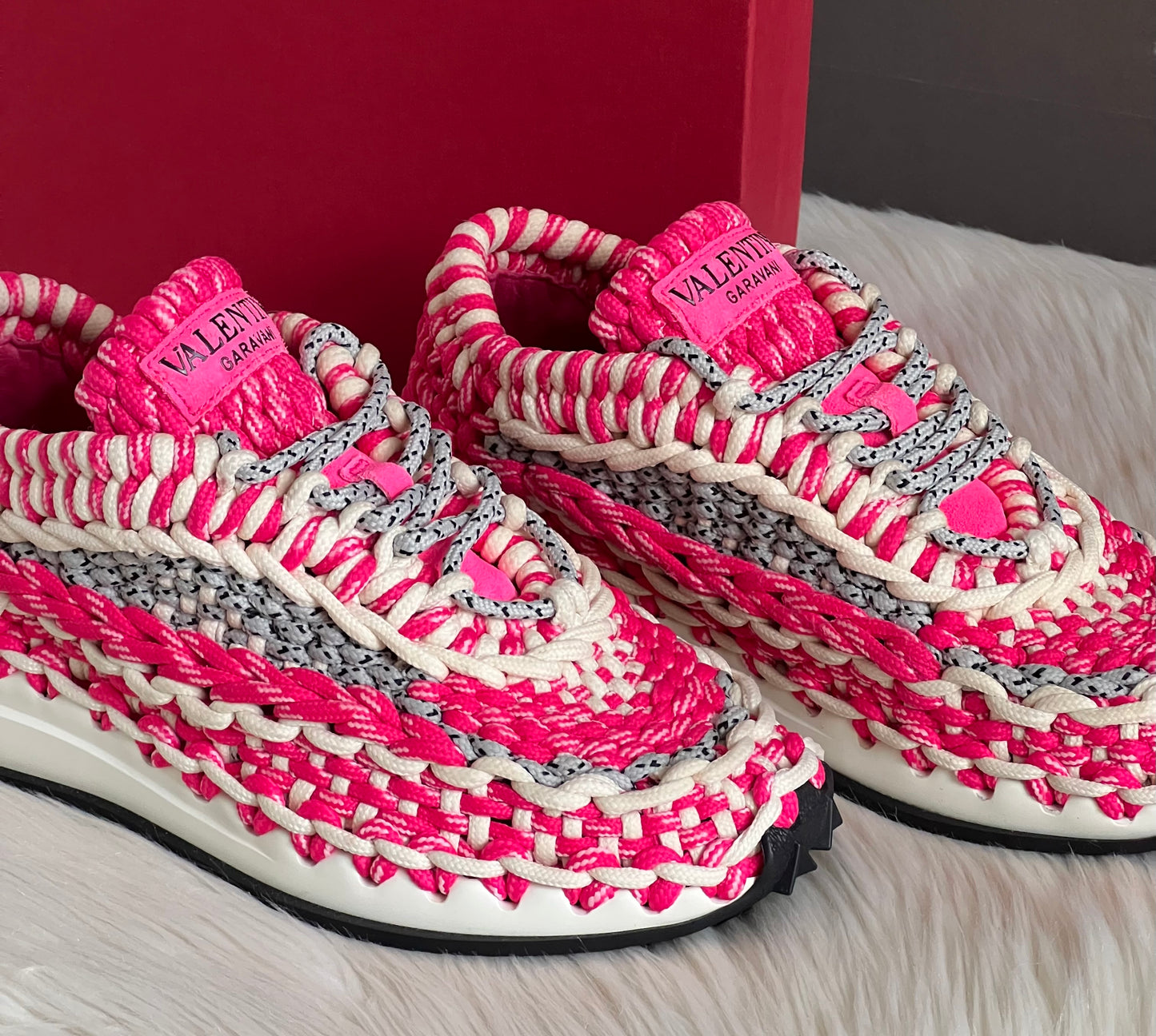 Valentino Garavani Knotted Macrame Crochet Sneakers