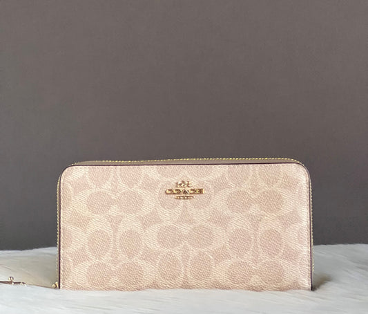 Coach Long Zip Around Wallet In Signature Canvas