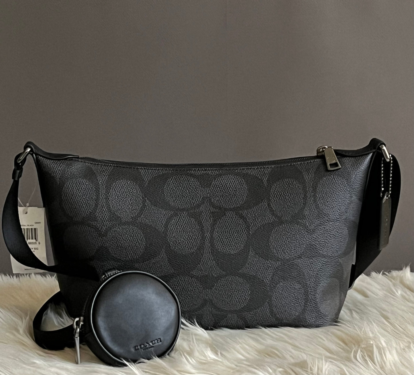 Coach Small Finn Crossbody Bag with Pouch in Maxi Signature Canvas