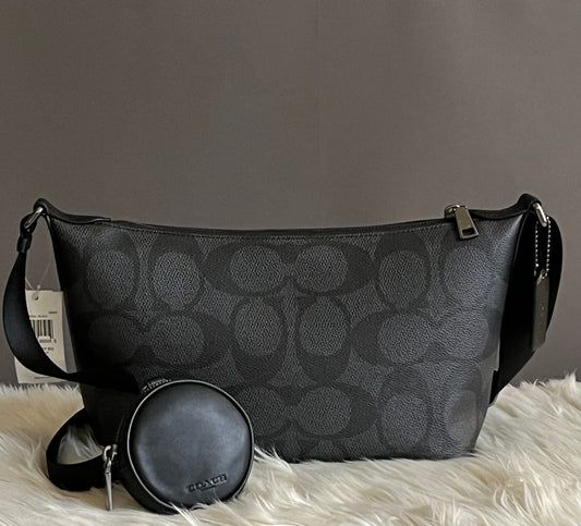 Coach Small Finn Crossbody Bag with Pouch in Maxi Signature Canvas