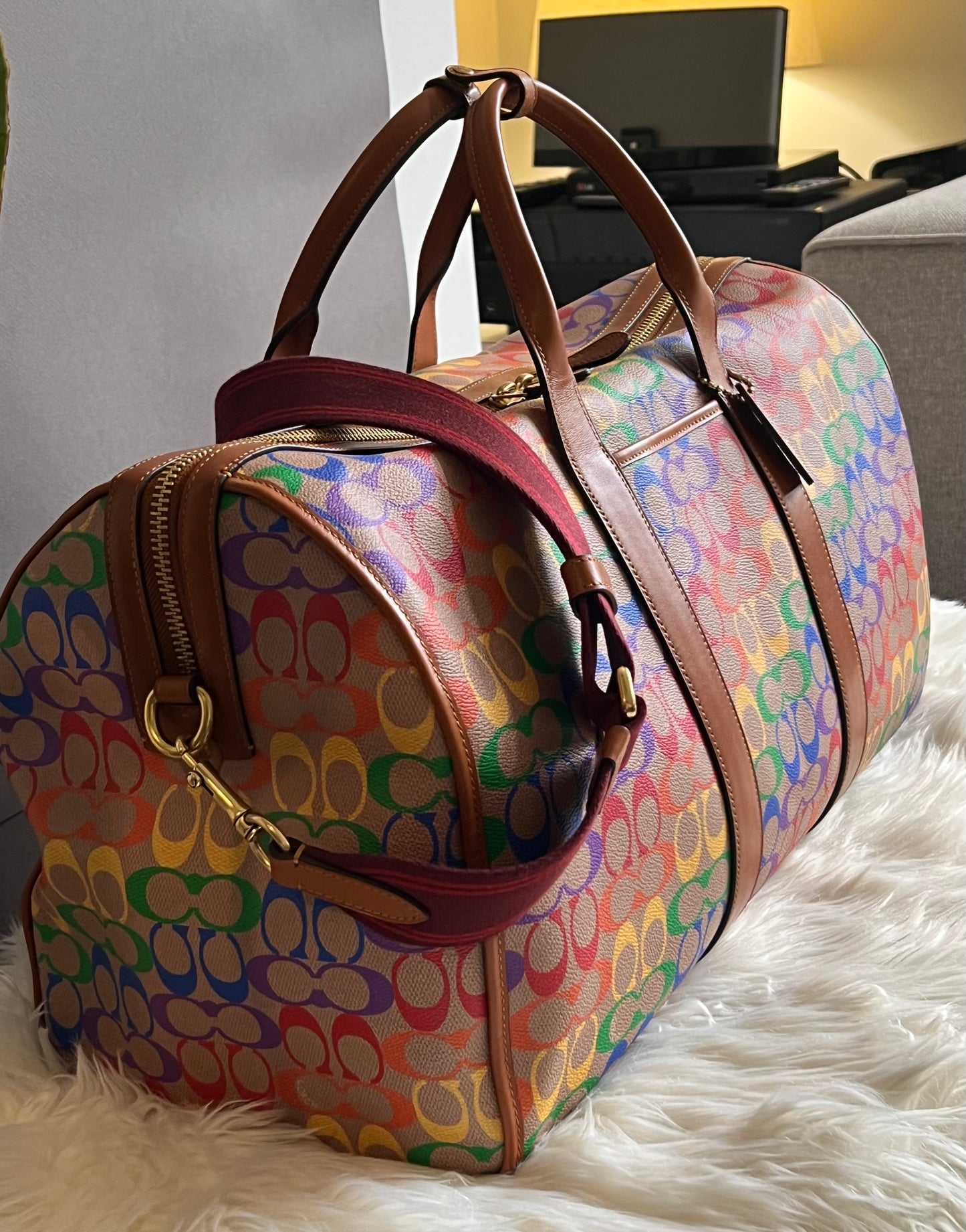 Coach Gotham Duffle in Rainbow Signature Canvas