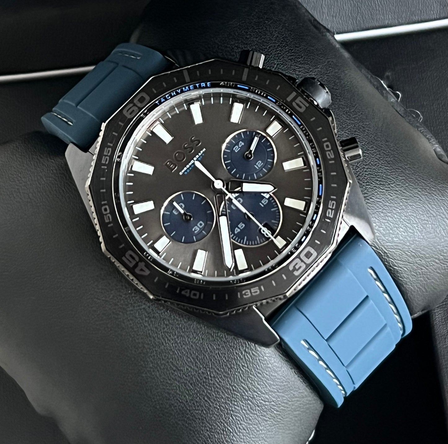 Hugo Boss Men’s Energy Chronograph Rubber Strap Watch