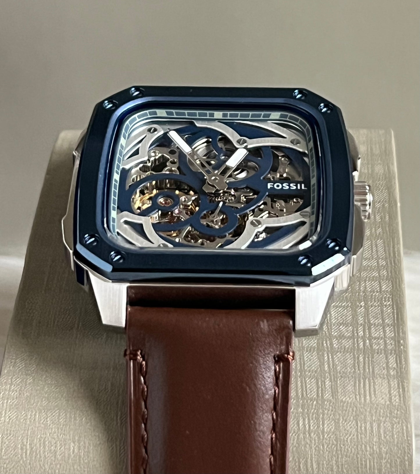 Fossil Men’s Inscription Automatic Leather Strap Watch