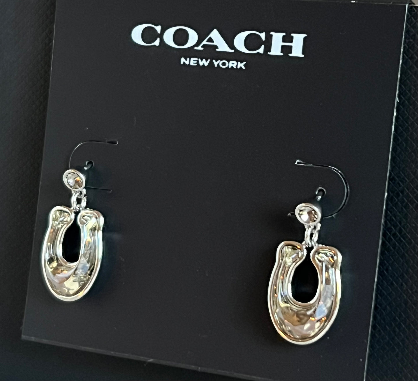 Coach Faceted Crystal Signature Drop Earrings