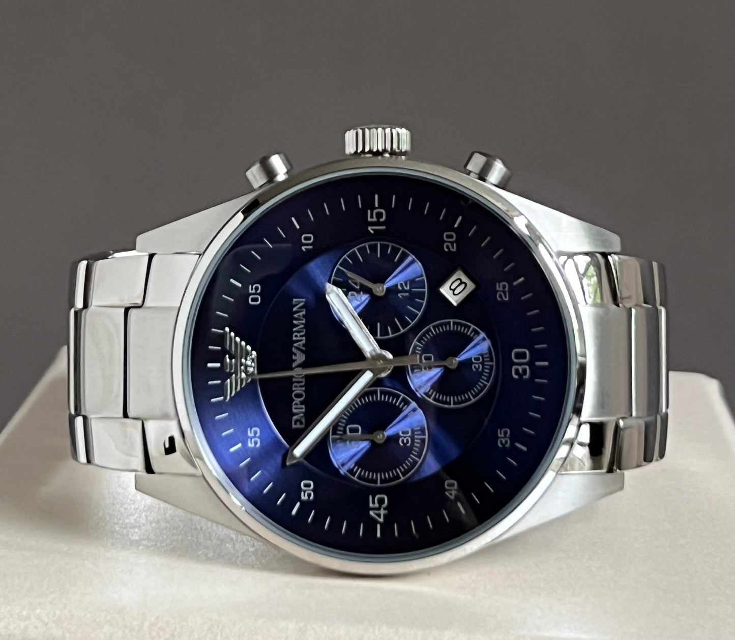 Emporio Armani Men’s Sport Steel Blue Dial Chronograph Watch