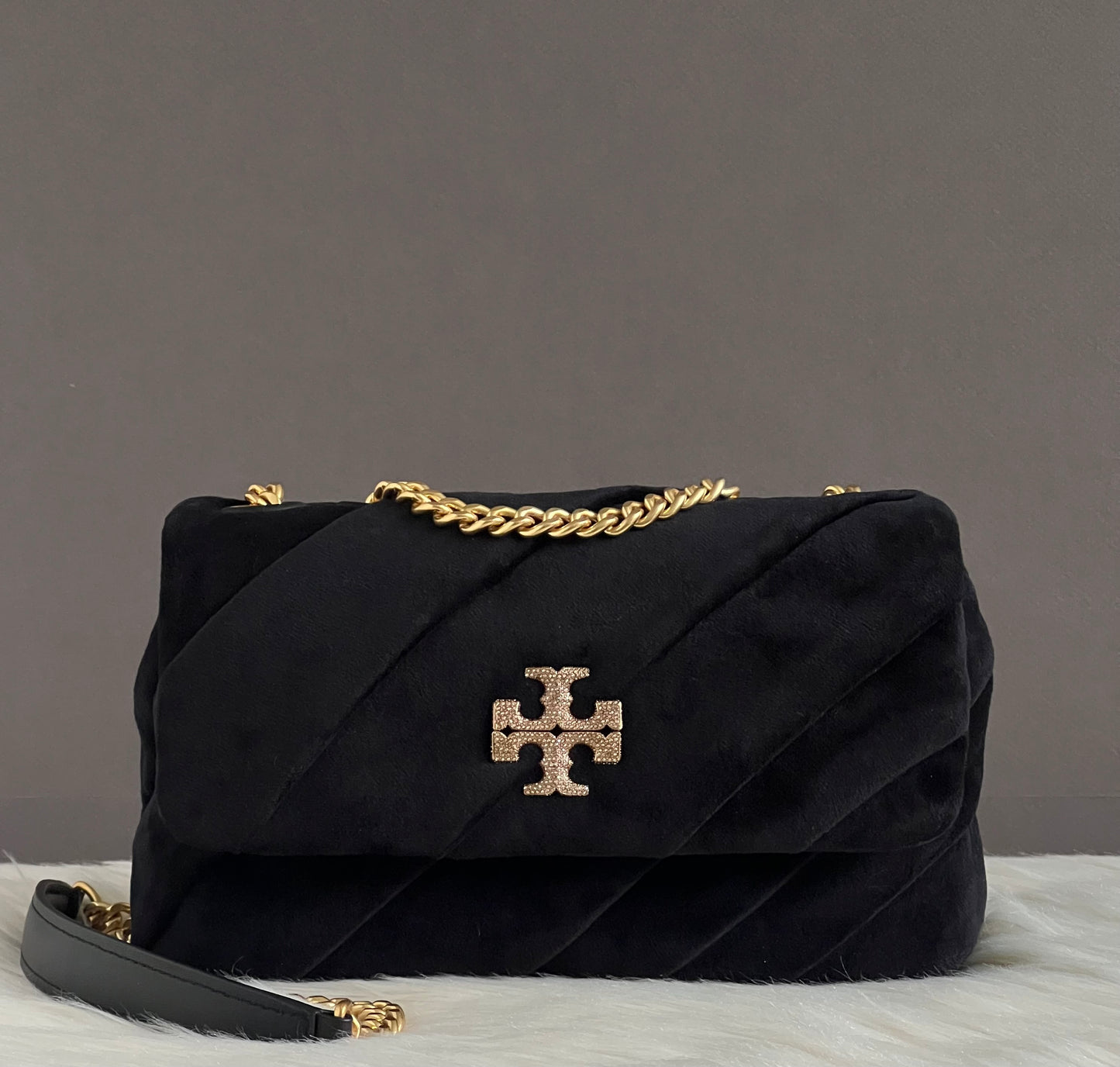 Tory Burch Small Kira Draped Velvet Convertible Shoulder Bag