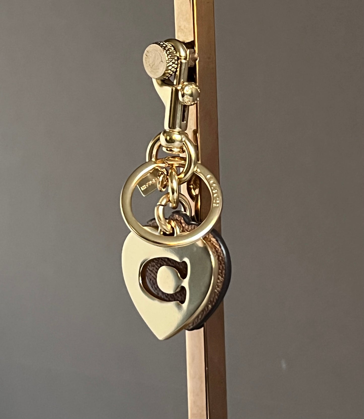 Coach Hearts Key Ring in Signature Canvas