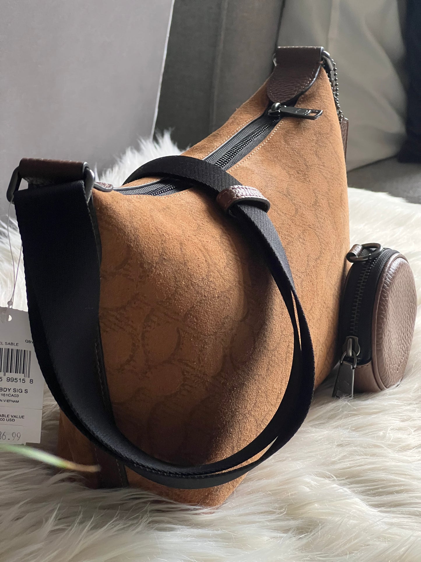 Coach Small Finn Crossbody Bag with Pouch in Signature Suede