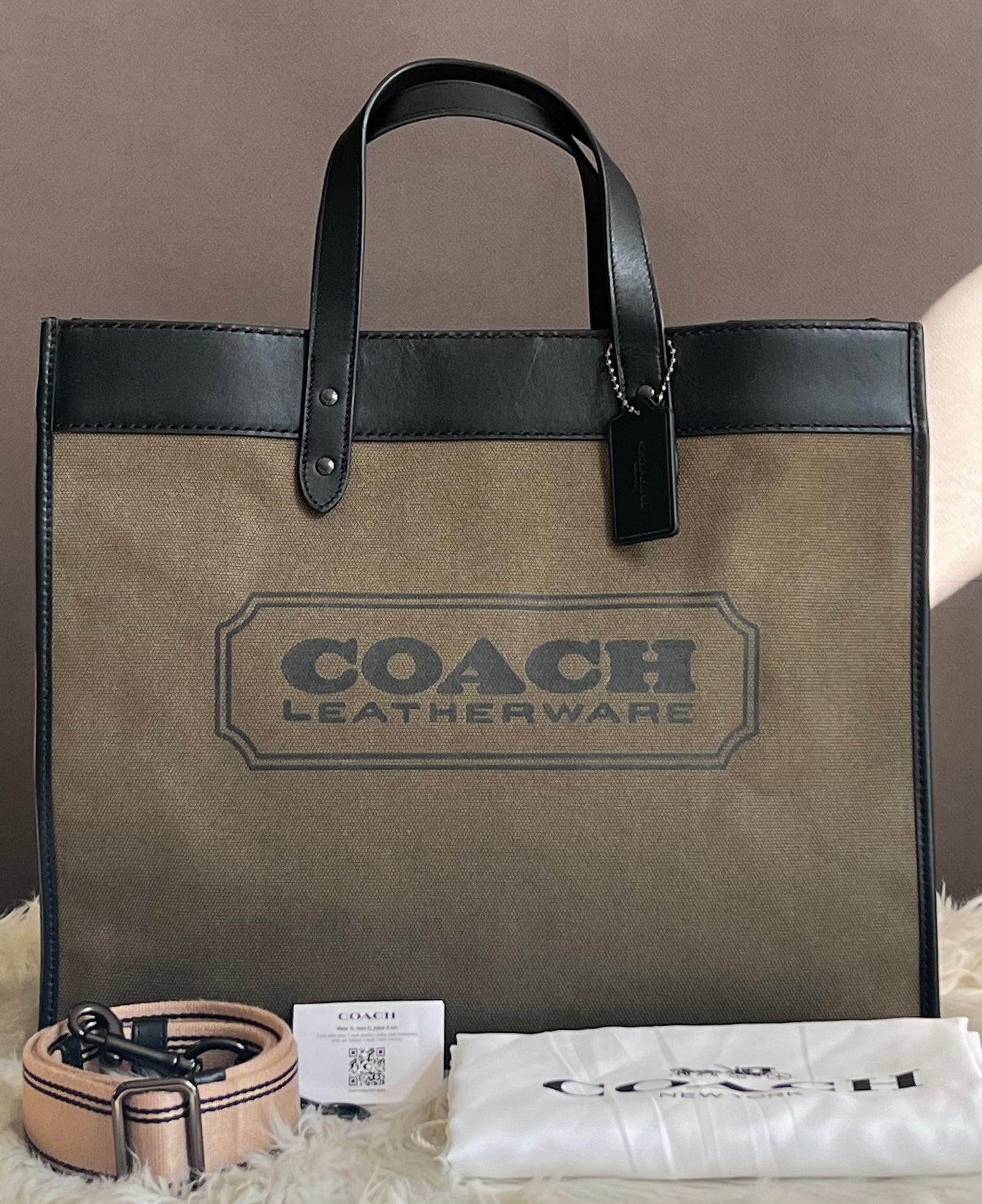 Coach Field Tote 40 in Organic Cotton Canvas with Coach Badge