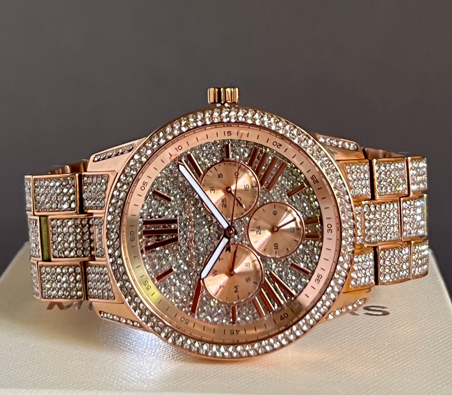 Michael Kors Bradshaw Rose Gold Pave Glitz Crystal Watch