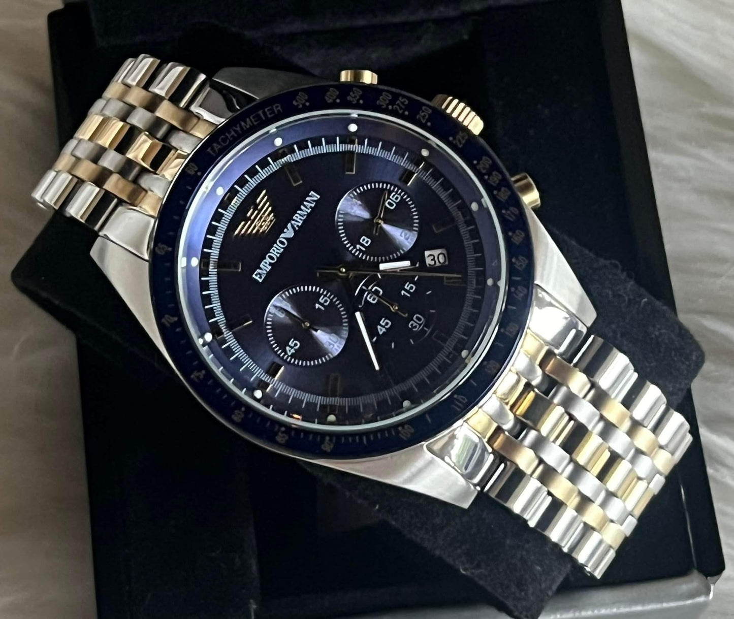 Emporio Armani Men's Tazio Chronograph Watch Two Tone