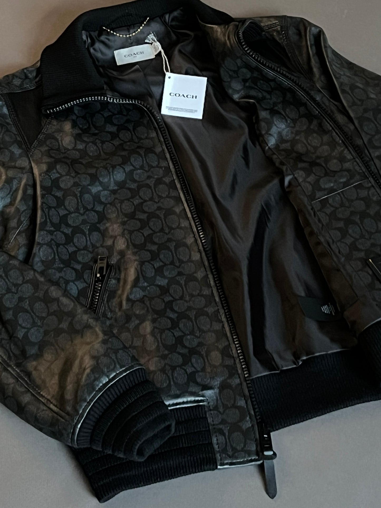 Coach Signature Leather Track Jacket