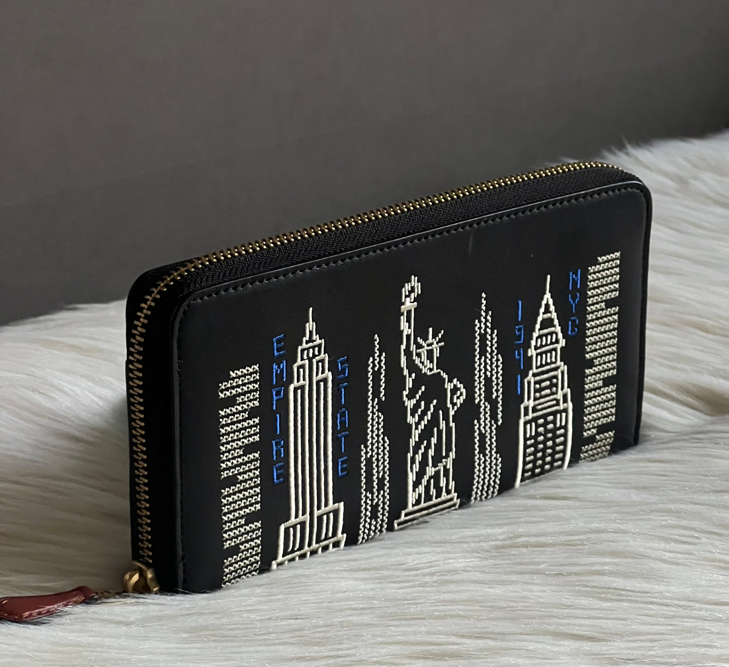 Coach Accordion Zip Wallet with Stardust City Skyline Embroidery