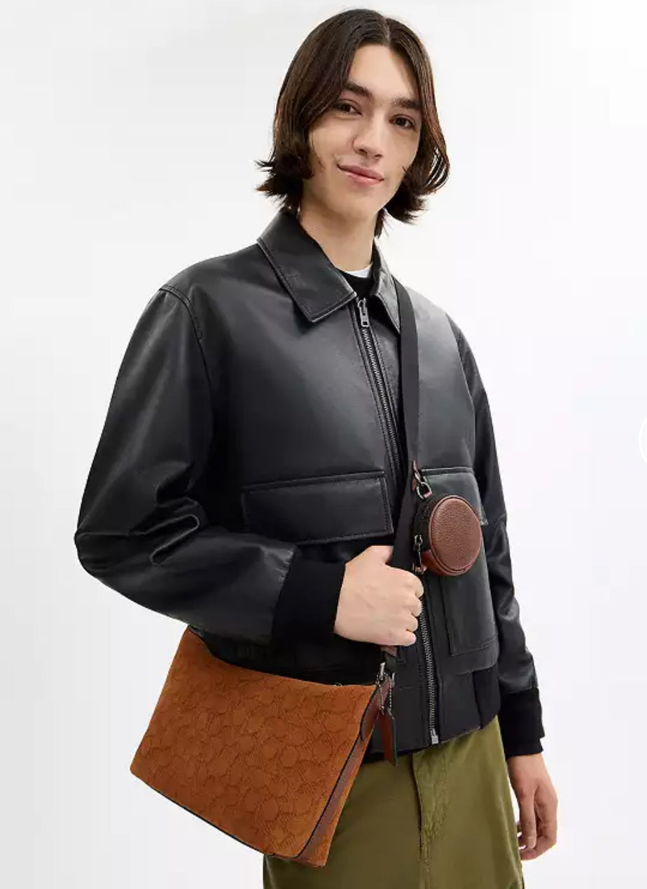 Coach Small Finn Crossbody Bag with Pouch in Signature Suede