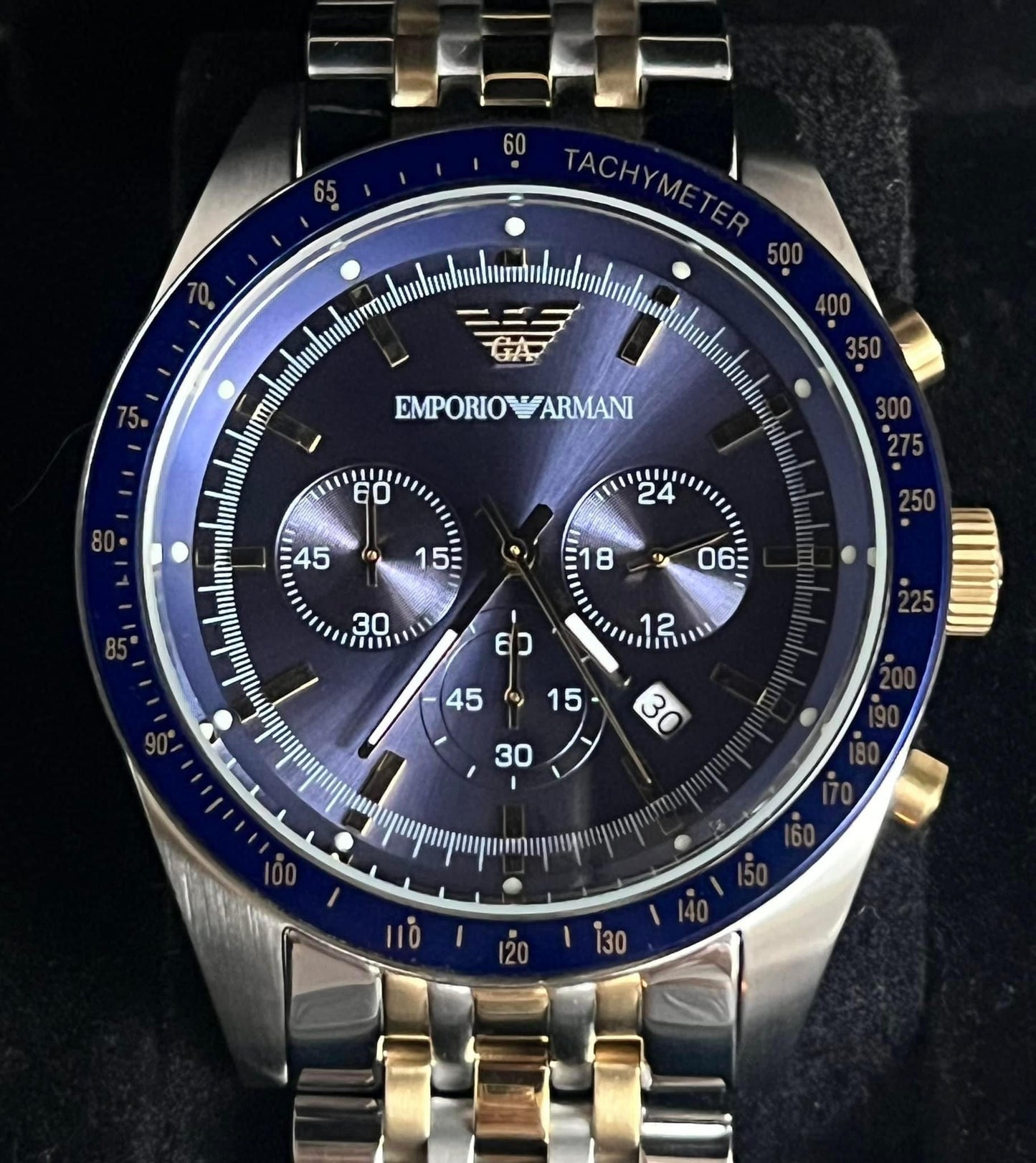 Emporio Armani Men's Tazio Chronograph Watch Two Tone