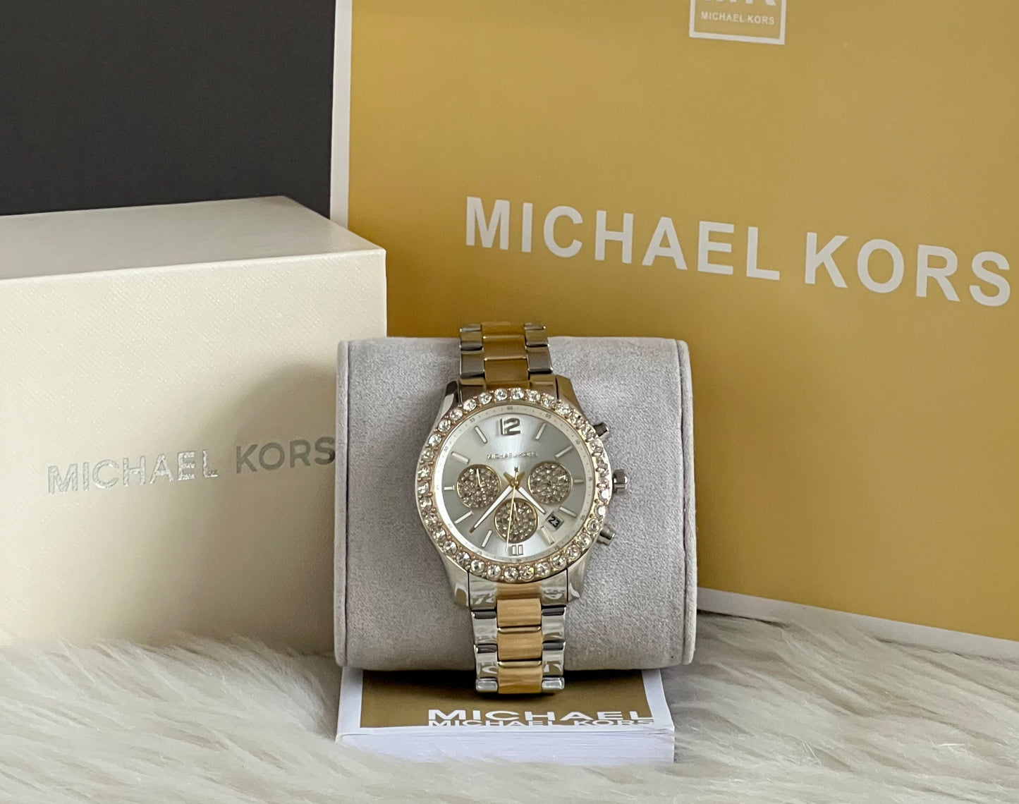 Michael Kors Women’s Berkley Chronograph Silver Dial Two Tone Watch