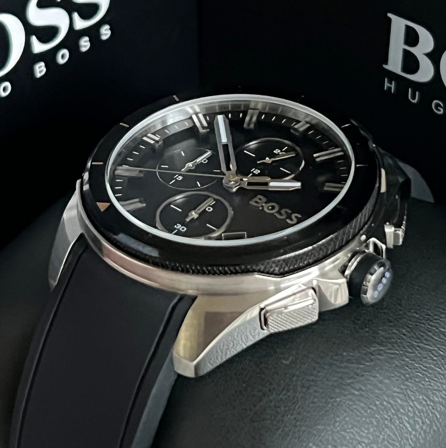 Hugo Boss Men’s Volane Black Silicone Chronograph Watch