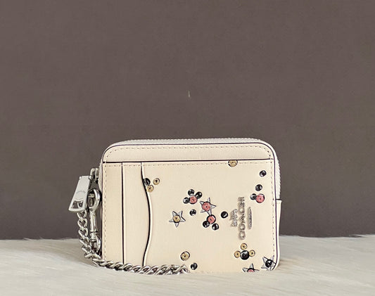 Coach Zip Card Case In Star Print