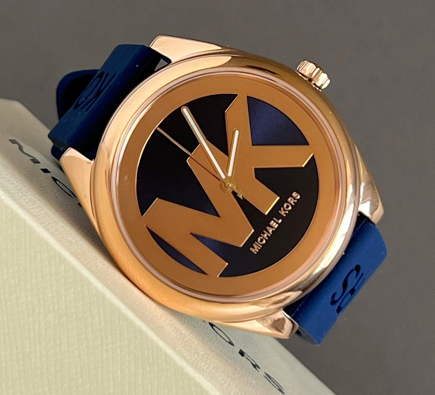 Michael Kors Women’s Janelle Three-Hand Navy Silicone Watch