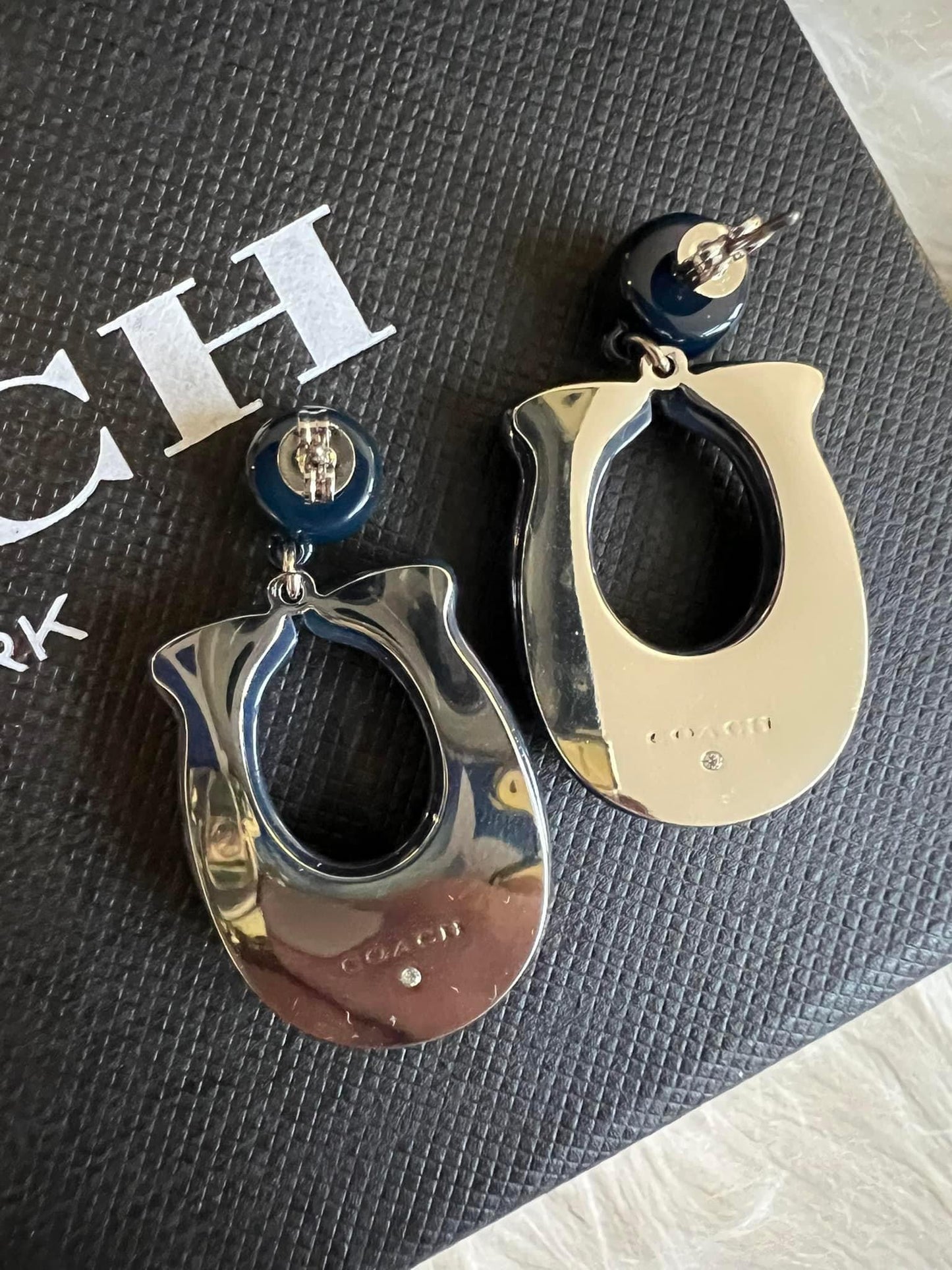 Coach Large Signature Enamel Earrings