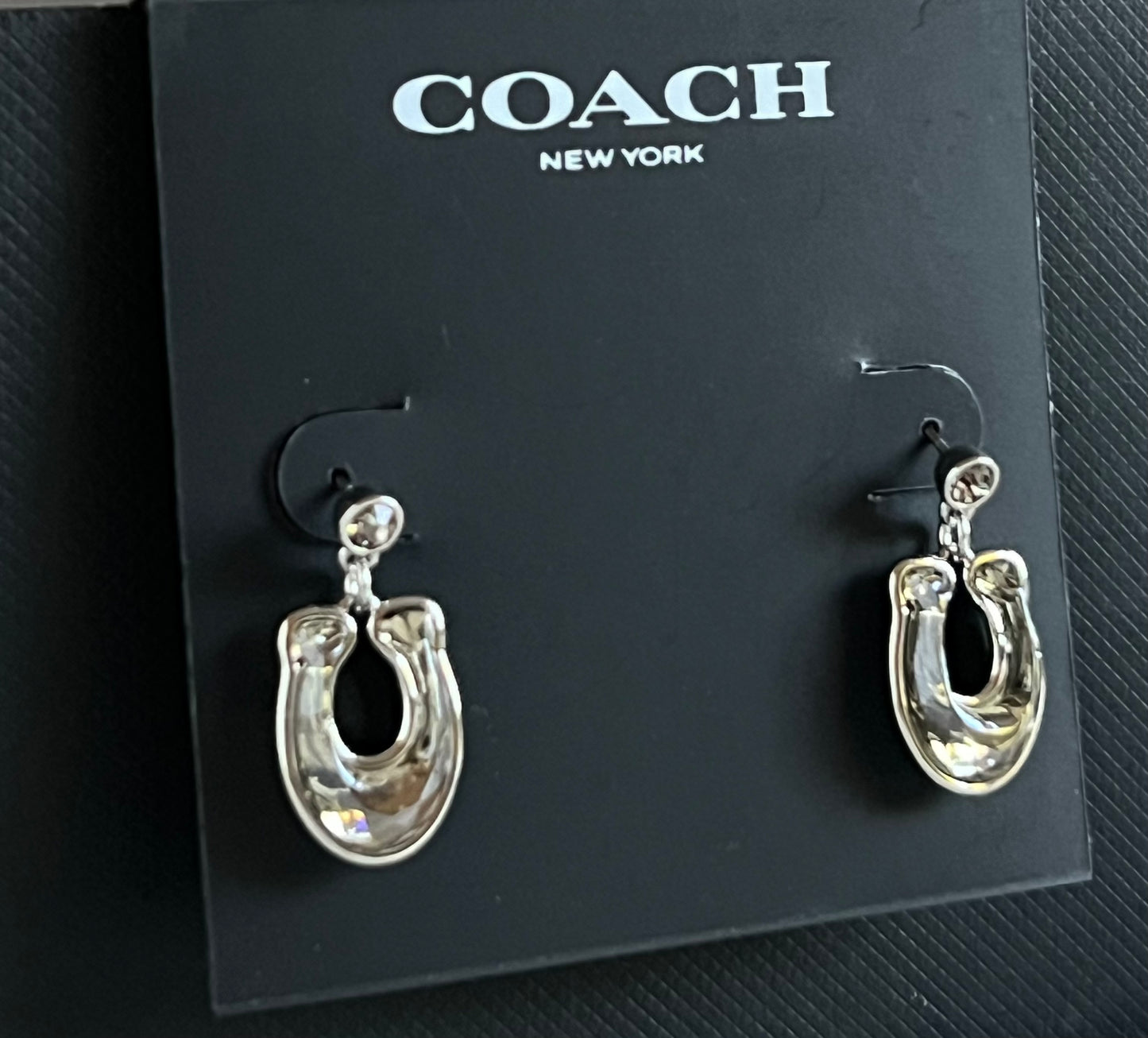 Coach Faceted Crystal Signature Drop Earrings