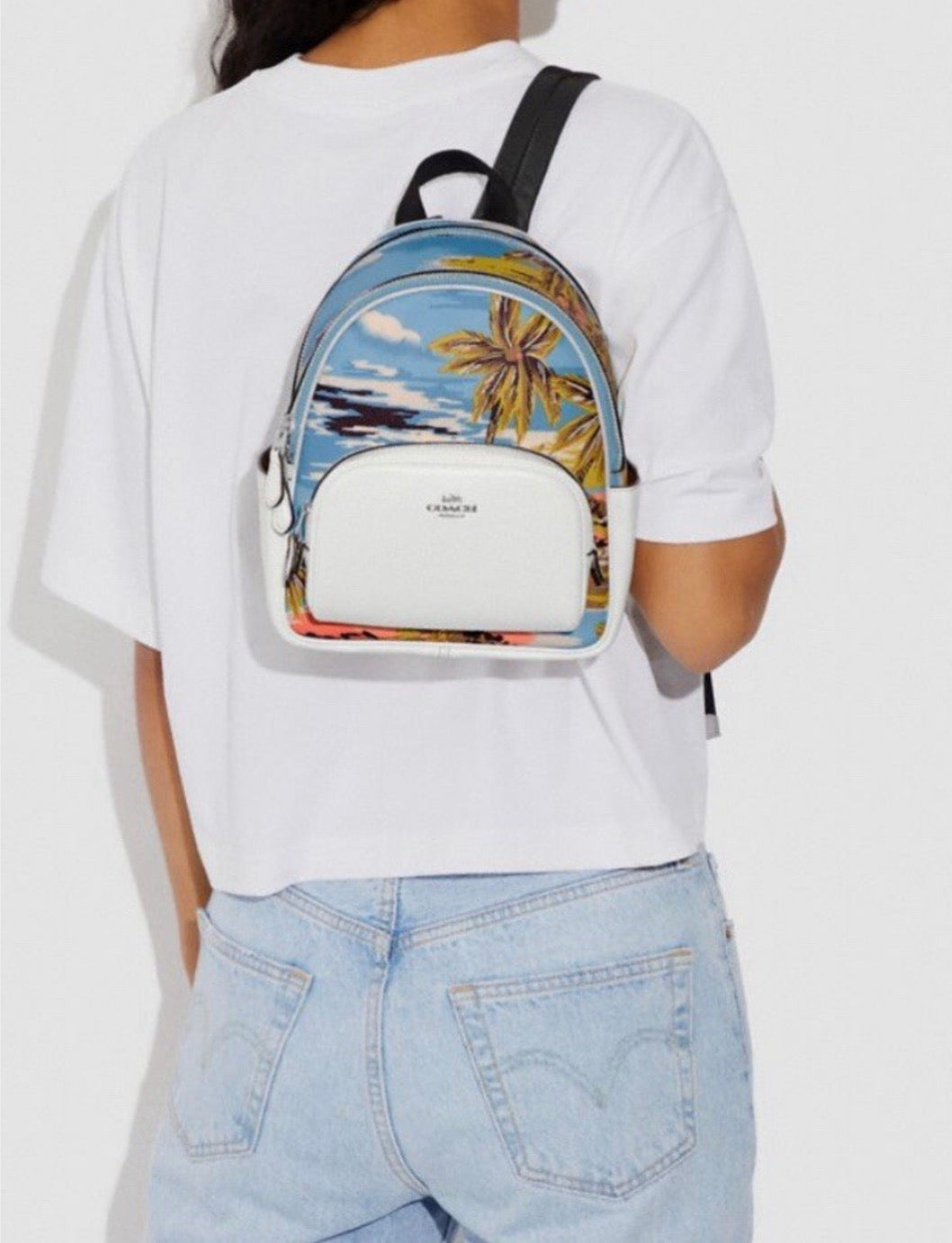 Coach Mini Court Backpack With Hawaiian Print