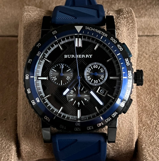 Burberry The City Sport Chronograph Blue Rubber Strap Watch
