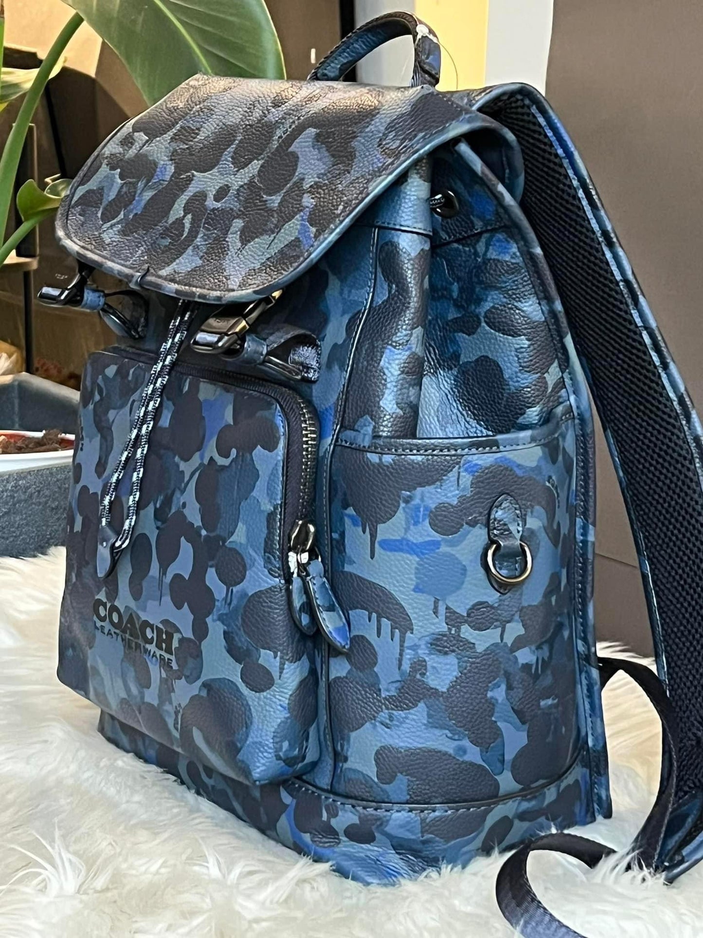 Coach League Flap Backpack with Camo Print