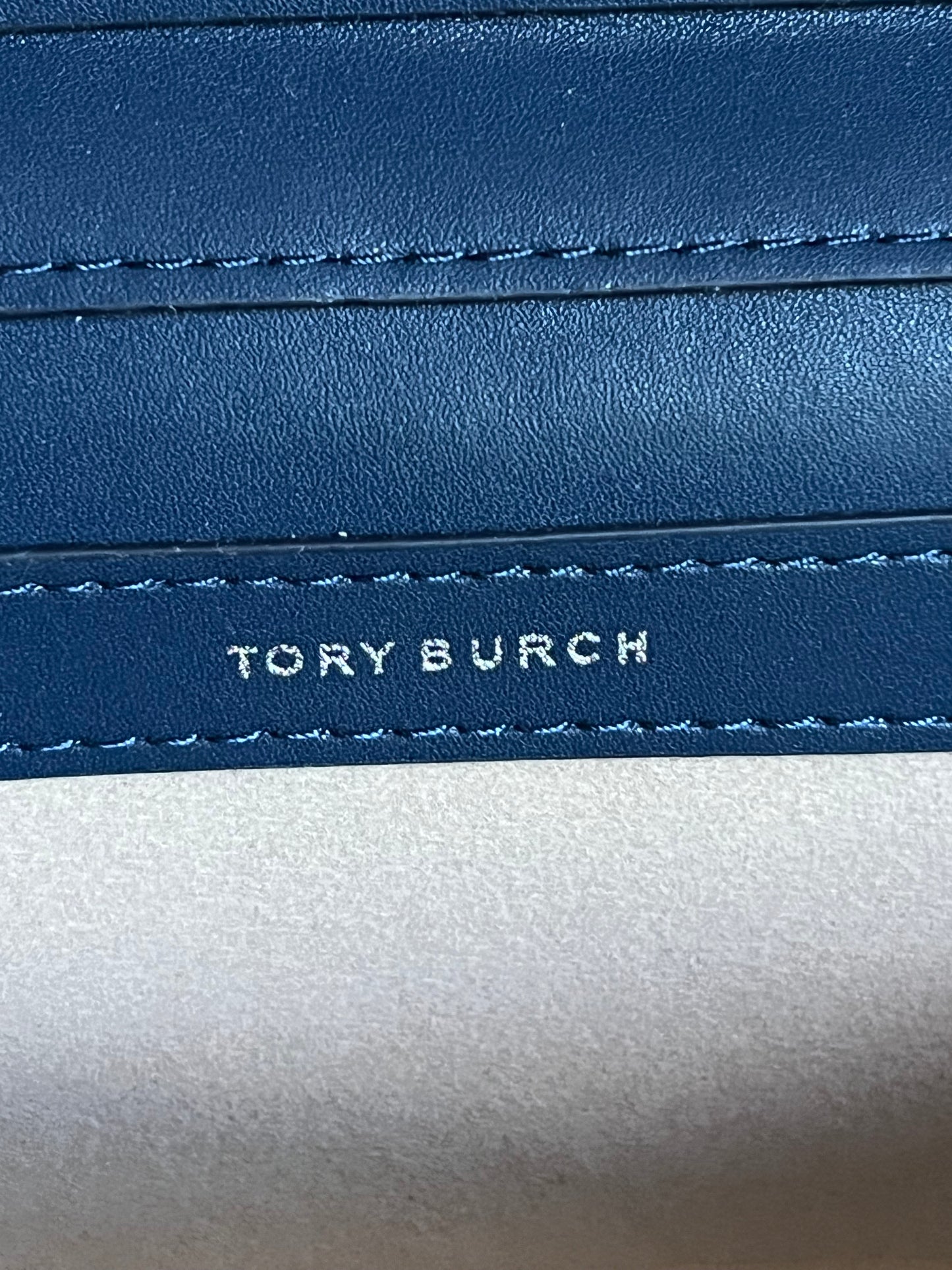 Tory Burch Kira Diamond Quilt Denim Vanity Case