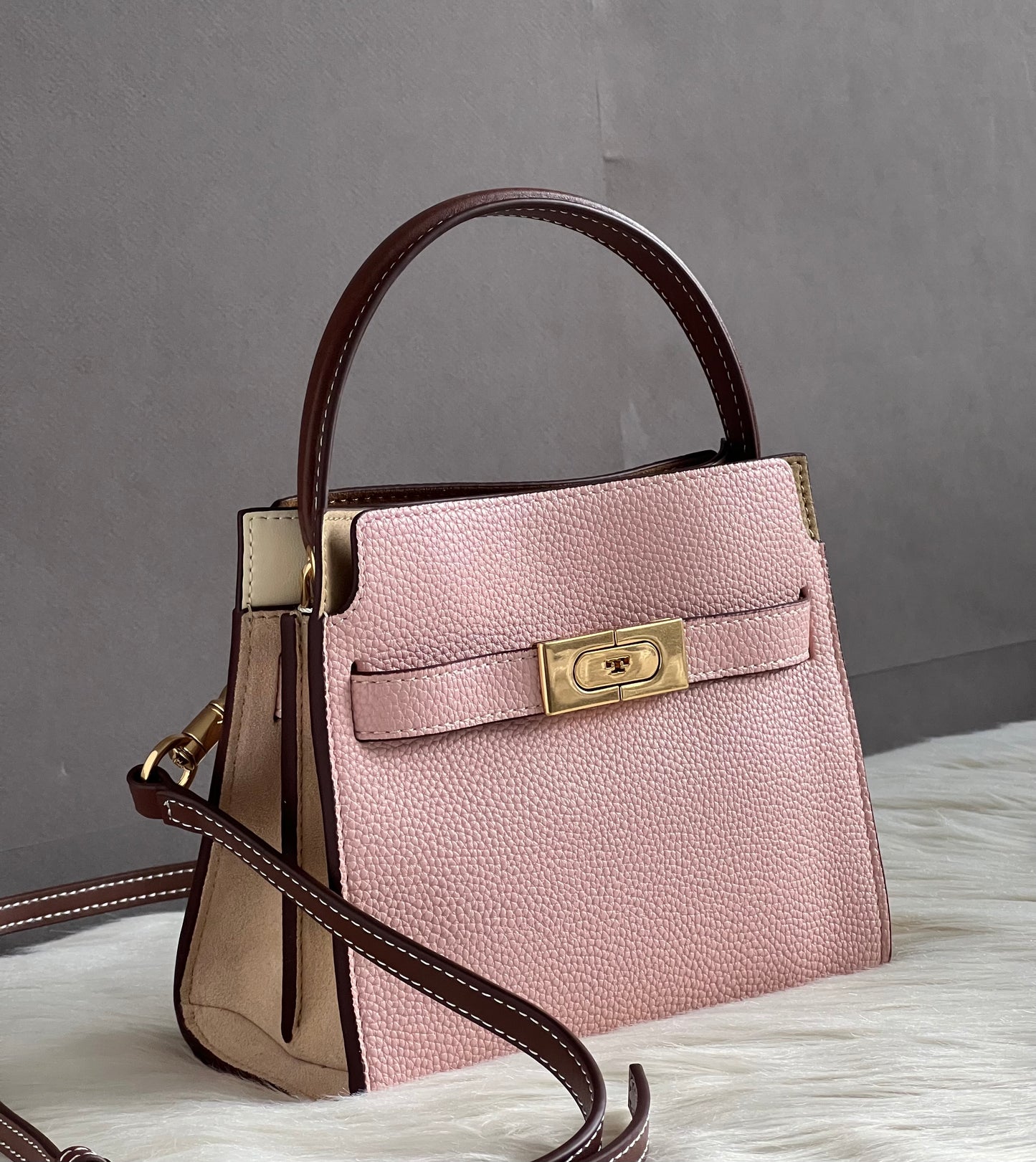 Tory Burch Lee Radziwill Petite Pebbled Double Bag