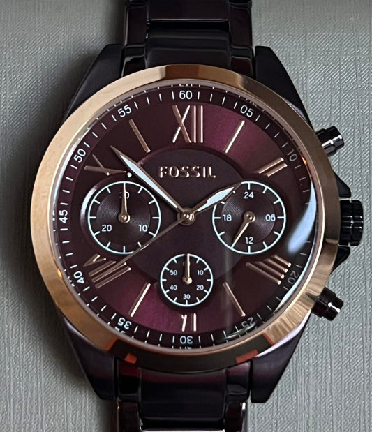 Fossil Women’s Modern Courier Midsize Chronograph Wine Stainless Steel Watch