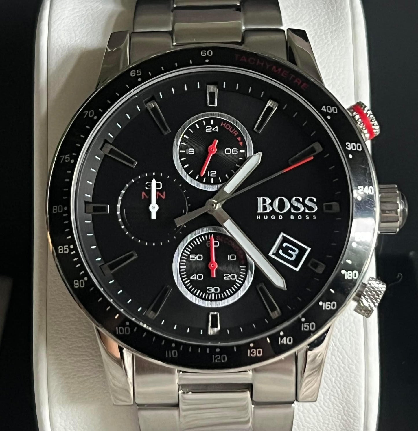 Hugo Boss Men’s Rafale Black Dial Chronograph Watch