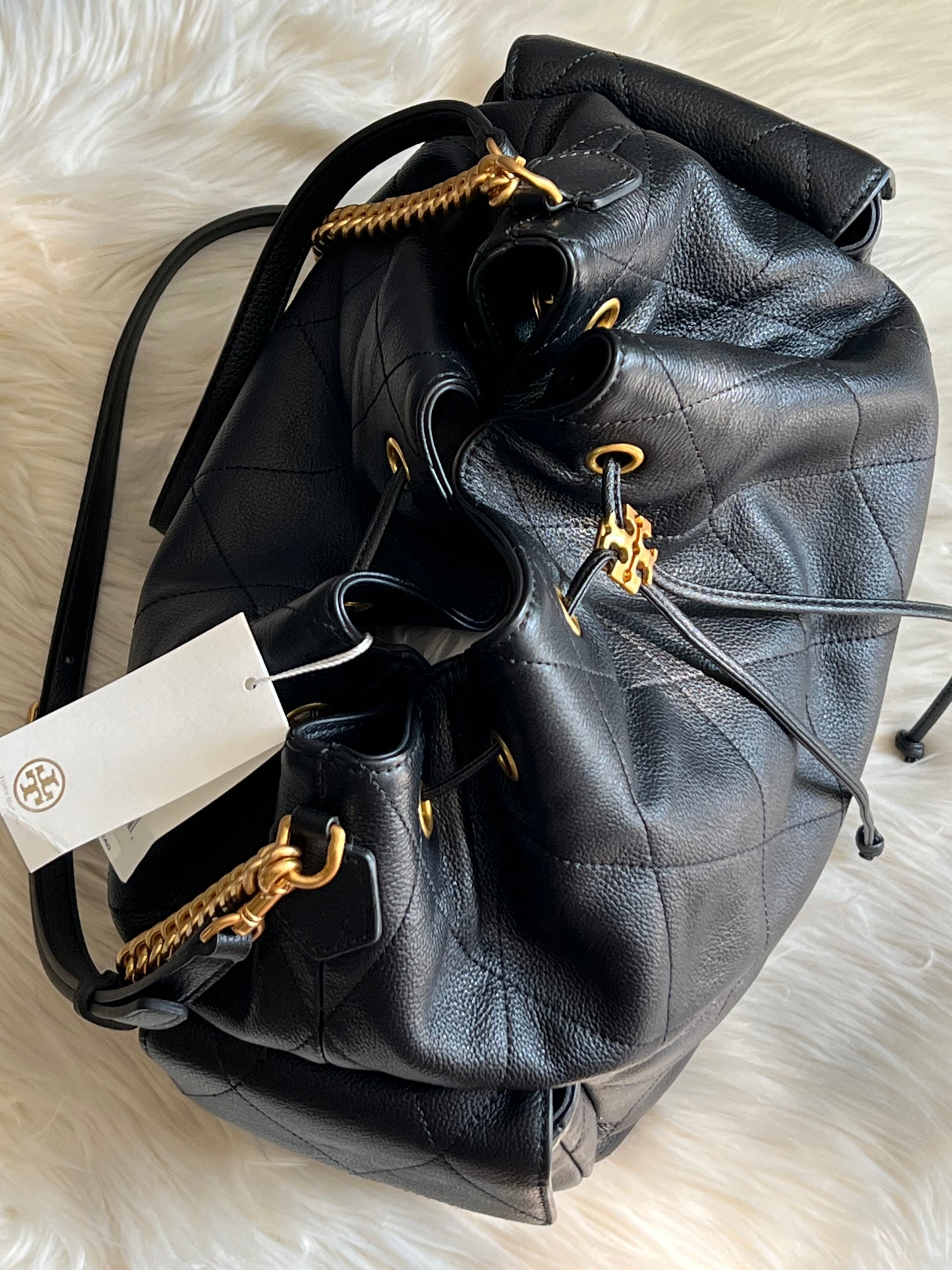 Tory Burch Charlie Large Quilted Drawstring Shoulder Bag