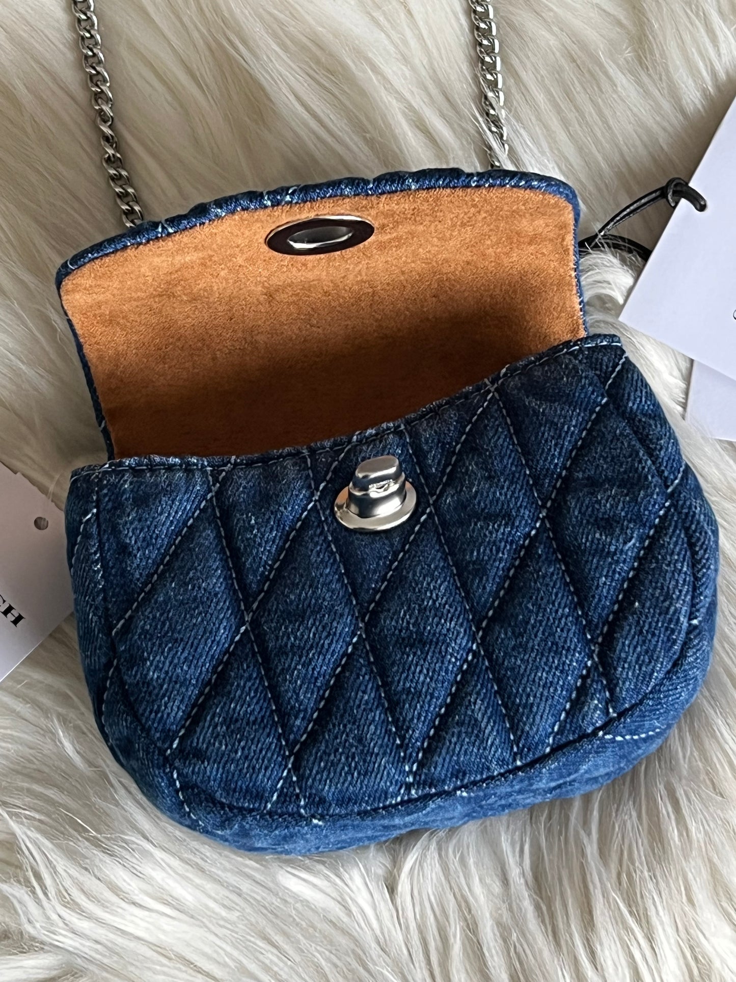 Coach Denim Quilted Turnlock Card Case