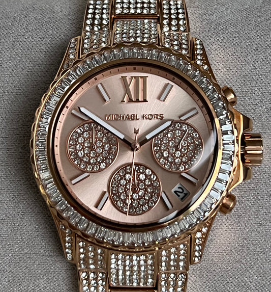 Michael Kors Women’s Everest Chronograph Quartz Crystal Rose Gold Dial Watch