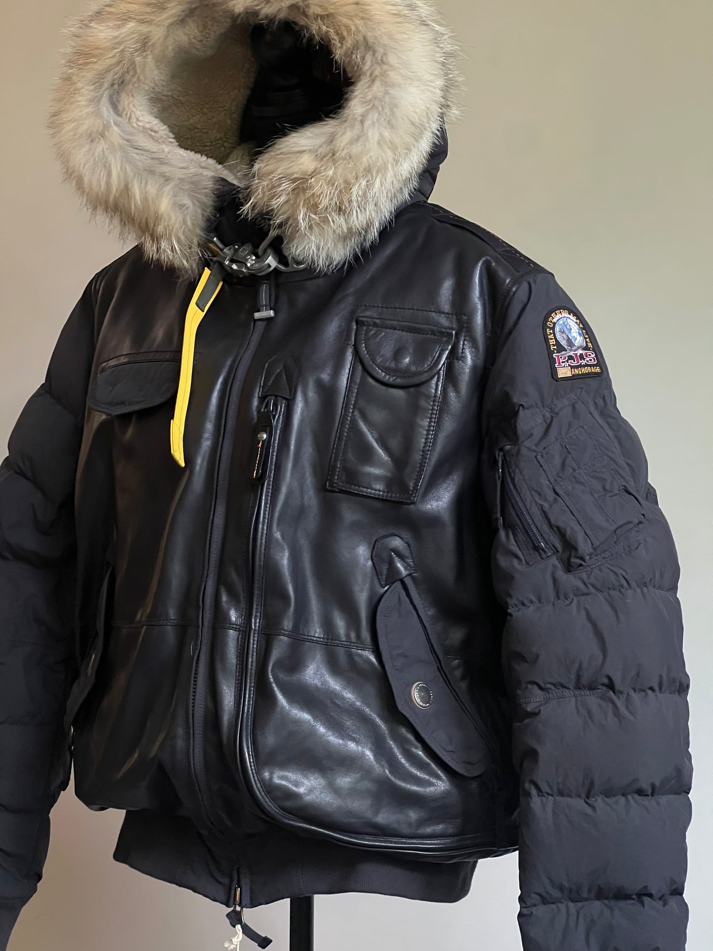 Parajumpers Grizzly Down Bomber Jacket with Genuine Coyote Fur Trim