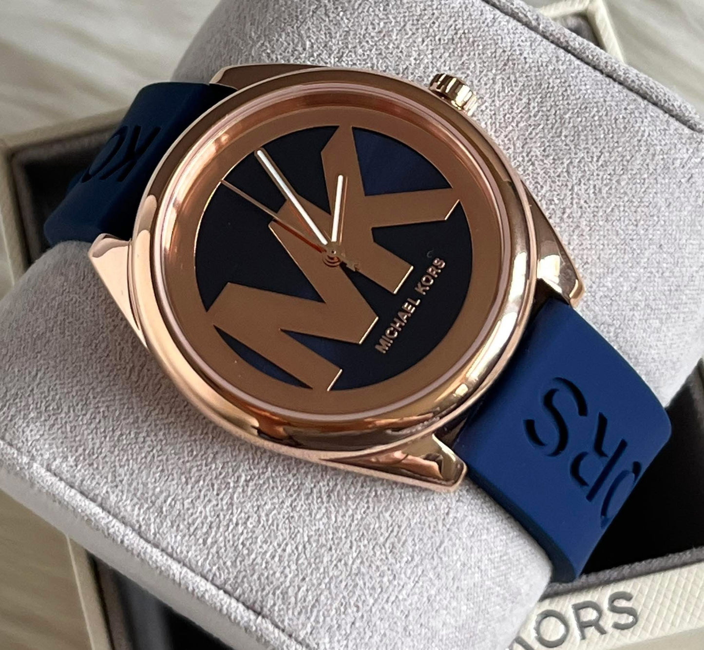Michael Kors Women’s Janelle Three-Hand Navy Silicone Watch