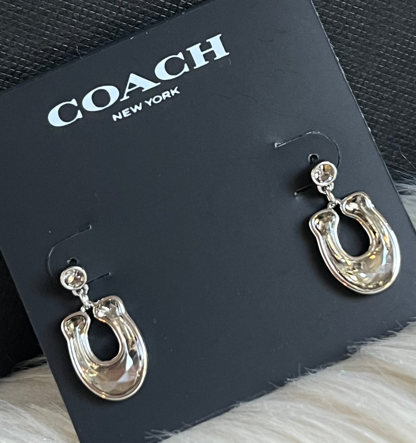 Coach Faceted Crystal Signature Drop Earrings