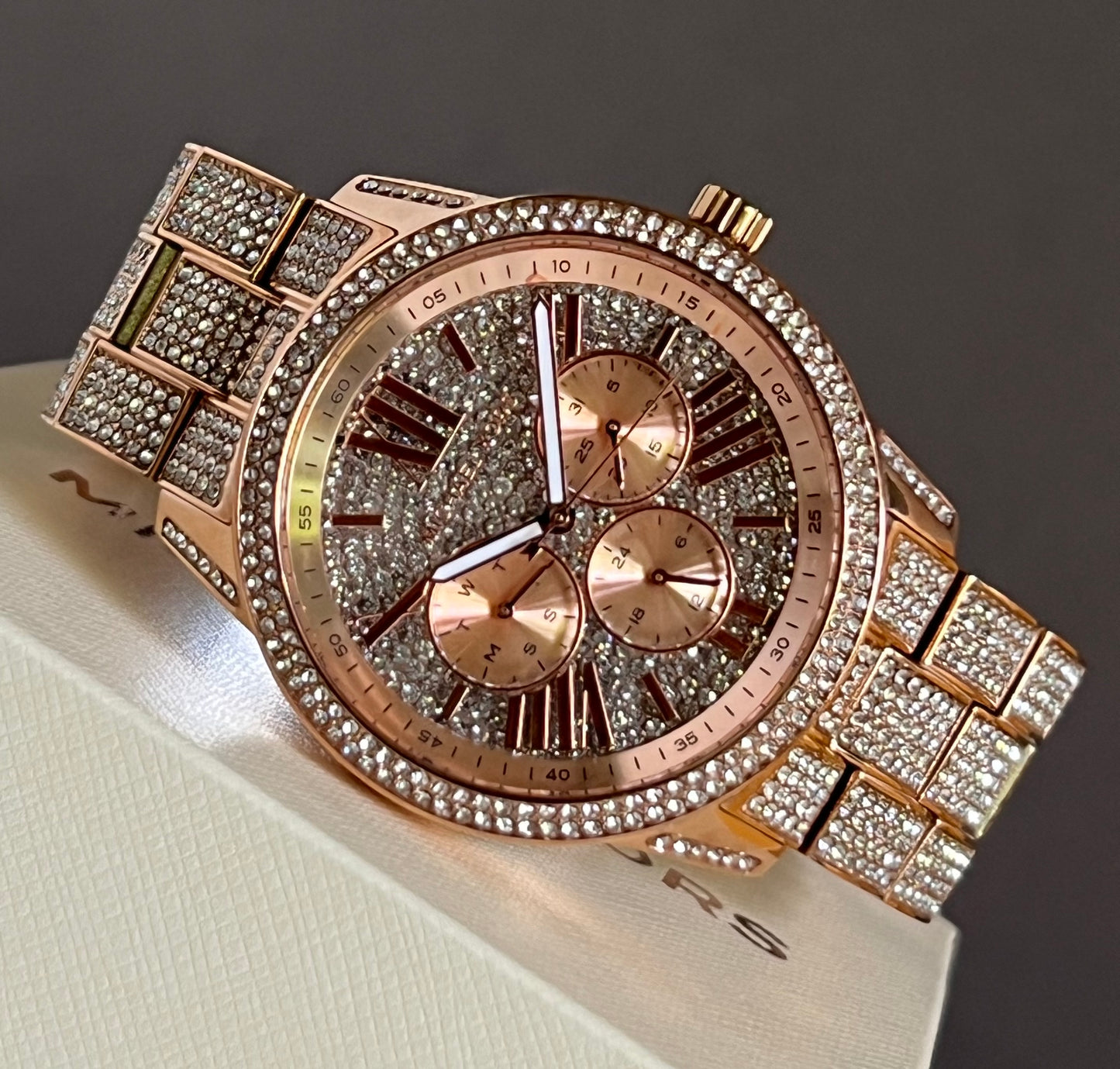Michael Kors Bradshaw Rose Gold Pave Glitz Crystal Watch