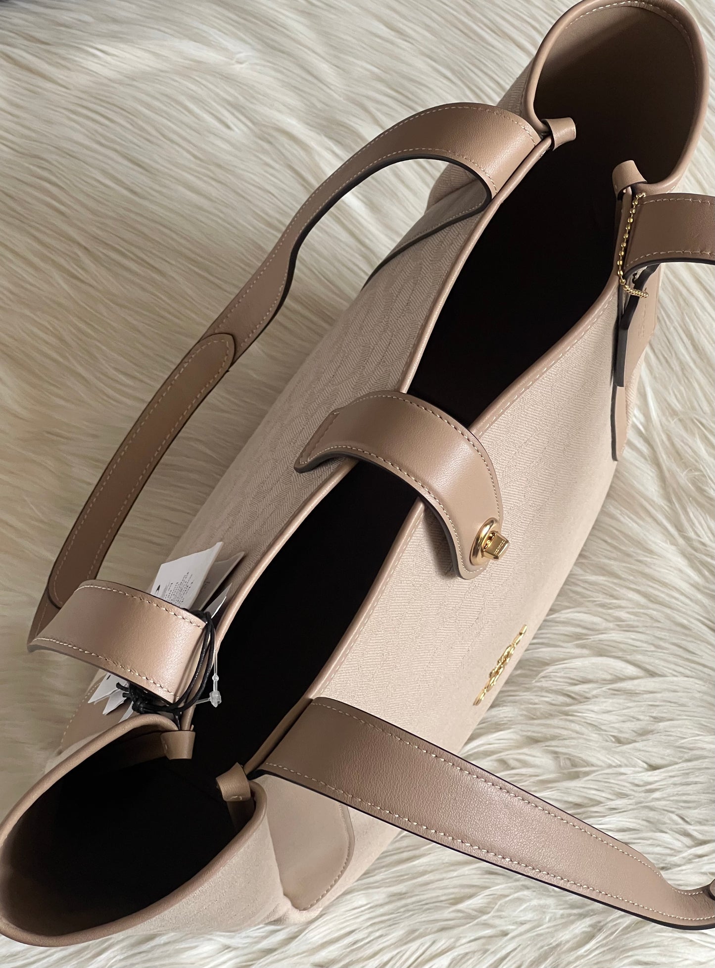 Coach Hadley Turnlock Tote Bag with Signature Canvas